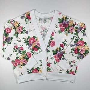 Vintage Sweatshirt Cardigan Floral Blair Flower Print Women's Size XL 90s